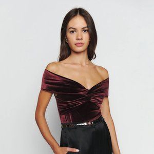 Reformation Ezlynn Knit Top Velvet NWOT